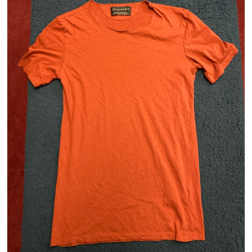 Zara Orange Long Length Essentials Tshirt